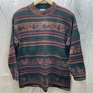 Moda‎ Petite Mock Neck Sweater Women's Multi Color Pattern Long Sleeve Knit Top